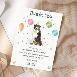 バーニーズ・マウンテン・ドッグの子犬の誕生日お礼カード 招待状