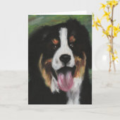 バーニーズ・マウンテン・ドッグの空白のなカード カード (黄色い花)