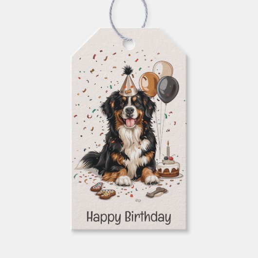 バーニーズ・マウンテン・ドッグの誕生日おめでとう ギフトタグ (正面)