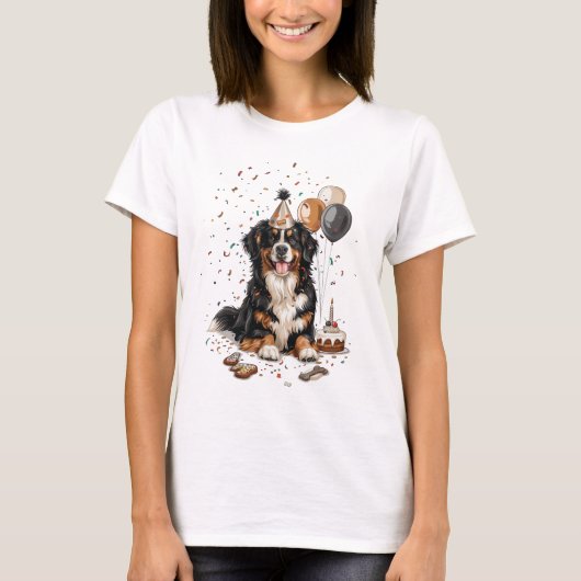 バーニーズ・マウンテン・ドッグの誕生日おめでとう Tシャツ (正面)