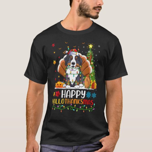 バーニーズ・マウンテン・ドッグ こんにちは 感謝祭 Tシャツ (正面)