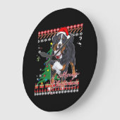 バーニーズ・マウンテン・ドッグ クリスマスセーターTシャツ ラージ壁時計 (傾斜)