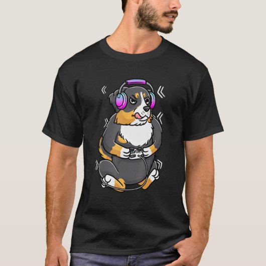 バーニーズ・マウンテン・ドッグ ゲーマー ゲーム バーナー セン Tシャツ (正面)