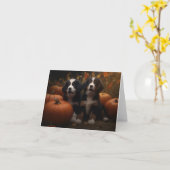 バーニーズ・マウンテン・パピー・オータム・ディライト・パンプキン カード (黄色い花)