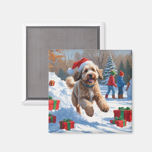 バーニードゥードルのクリスマス祭り的な雪の風景 マグネット (正面/裏面)