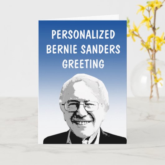 バーニーパーソナライズされたサンダースグリーティングカード カード (黄色い花)