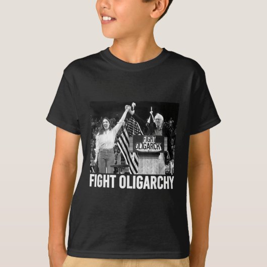 バーニー・サと寡頭政治と闘い、抗議し、抵抗する Tシャツ (正面)