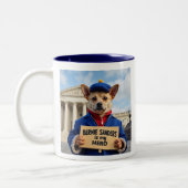 バーニー・サンダースは私のヒーローであるコルギの抗議者 ツートーンマグカップ (左)