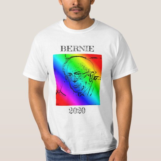 バーニー・サンダー2020大統領の年選挙レインボー Tシャツ (正面)