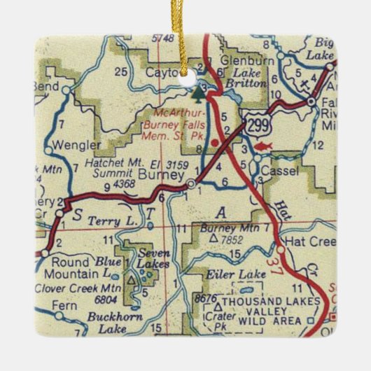 バーニーCAヴィンテージマップ セラミックオーナメント (正面)