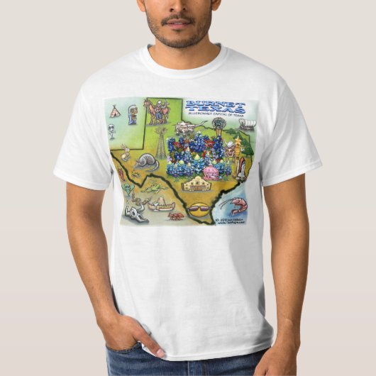 バーネットテキサス州の地図 Tシャツ (正面)
