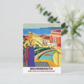 バーネマス海岸の女性，イギリス，ヴィンテージ ポストカード (スタンド正面)