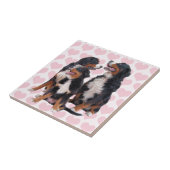 バーネーズマウンテンドッグズピンクハート タイル (側面)