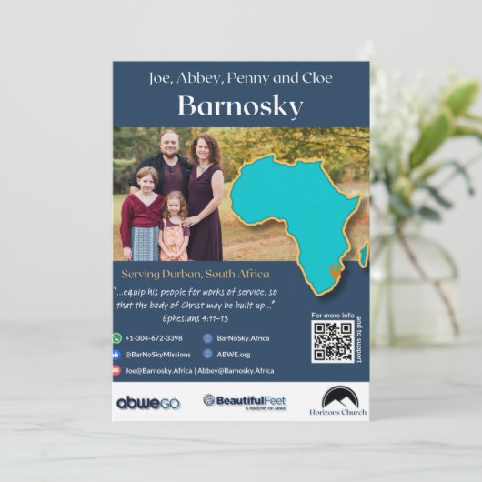 バーノスキーファミリー祈りの言葉カード 招待状 (スタンド正面)