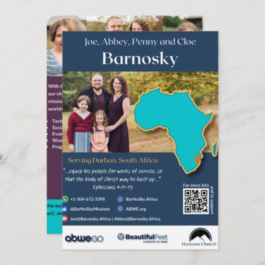 バーノスキーファミリー祈りの言葉カード 招待状 (正面/裏面)