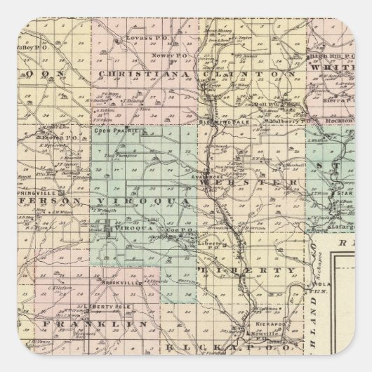 バーノン郡、アルカディアおよびビロクアの地図 スクエアシール (正面)