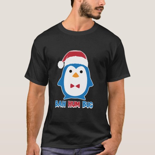 バーハムバグペンギンサンタハットアンチクリスマススクルージ Tシャツ (正面)