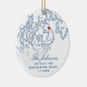 バーハーバーメインのマップ結婚の写真クリスマス セラミックオーナメント (右)