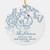 バーハーバーメインのマップ結婚の写真クリスマス セラミックオーナメント (正面)
