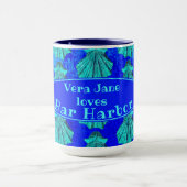 バーハーバーメインはっきりしたブルーホタロプシェルと名前 マグカップ (中央)