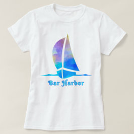 バーハーバーメインウォーターカラー海セーリングボート Tシャツ