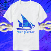 バーハーバーメインブルーウォーターカラーセーリングボート Tシャツ