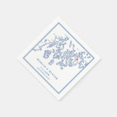 バーハーバーメインマップネイビーエレガントウェディング スタンダードカクテルナプキン (角)