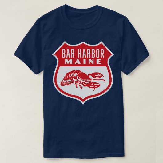 バーハーバーメインレトロシールドレッド Tシャツ (デザイン正面)