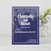 バーハーバーメインヴィンテージマップ日付の結婚保存 招待状 (スタンド正面)