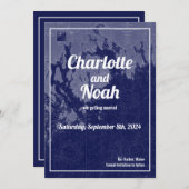 バーハーバーメインヴィンテージマップ日付の結婚保存 招待状 (正面/裏面)