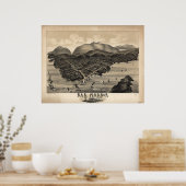 バーハーバーメイン1886アンティークパノラママップ ポスター (キッチン)