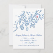 バーハーバーメーンマップネイビーブルーフォト セーブザデート (正面)