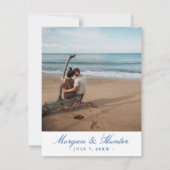 バーハーバーメーンマップネイビーブルーフォト セーブザデート (裏面)