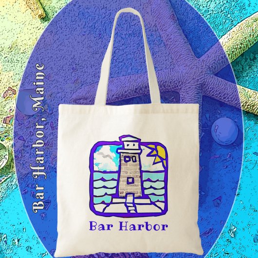 バーハーバーメーンライトハウスアンド海ウェーブバッグ トートバッグ