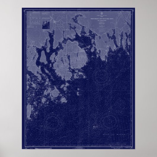 バーハーバー山砂漠MEマップ航海のグラフアート ポスター (正面)