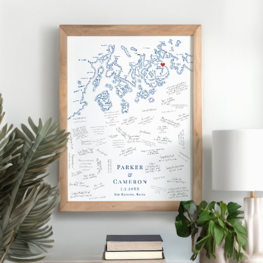 バーハーバー結婚ミーのエレガントゲストブックポスター ポスター