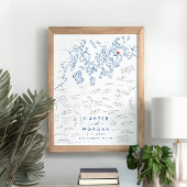 バーハーバー結婚メインモダンズゲストブックポスター ポスター