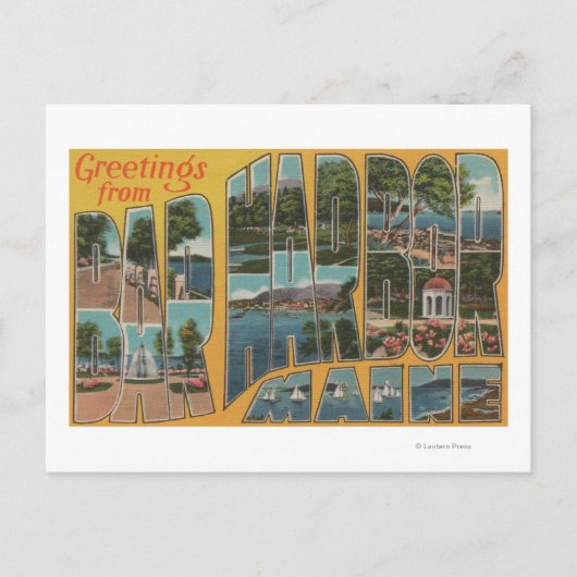 バーハーバー,メイン – ラージレターシーン ポストカード (正面)
