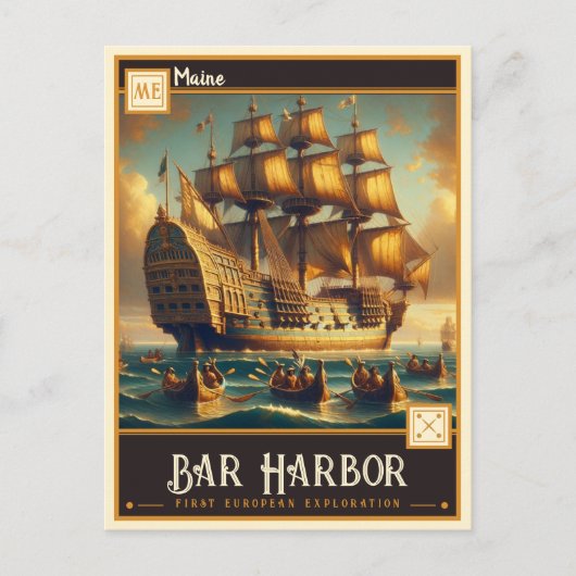 バーハーバー、メイン |ヴィンテージ ポストカード (正面)