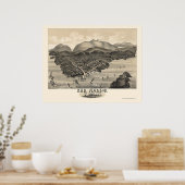 バーハーバー, MEパノラママップ – 1886 ポスター (キッチン)