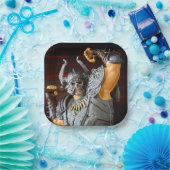 バーバカラフルリアデザイン ペーパープレート (パーティー)