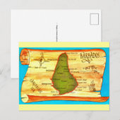 バーバドス レトロ マップ ポストカード (正面/裏面)