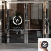 バーバモダンショップ営業時間標識モノグラムQR ウィンドウサイン (オフィスドア)