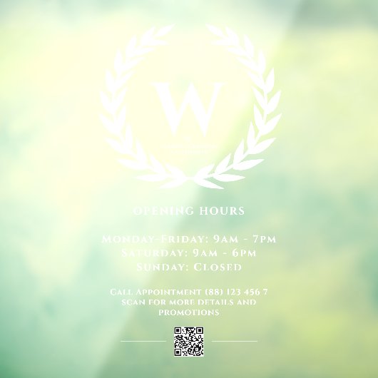 バーバモダンショップ営業時間標識モノグラムQR ウィンドウサイン (シート3)