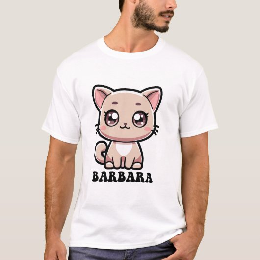 バーバラ キュート キティ キャット デザイン Tシャツ (正面)