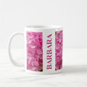 "バーバラ"ピンクアジサイエレガントアフローラレタリング コーヒーマグカップ (左)