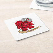 バーバリアンサイコロデザイン スクエアペーパーコースター (アングル)