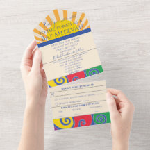 バーバルミツワーオールインワン招待状スワール