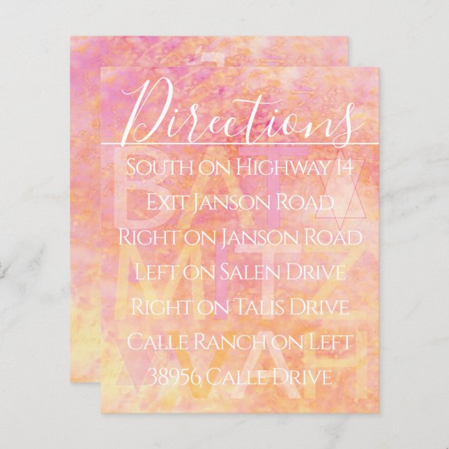 バーバルミツワーシンプル微妙な方向カード (正面/裏面)