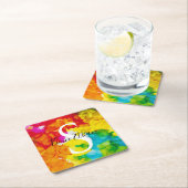 バーバルミツワースプラッシュカラースクエア紙コースター スクエアペーパーコースター (インサイチュ)